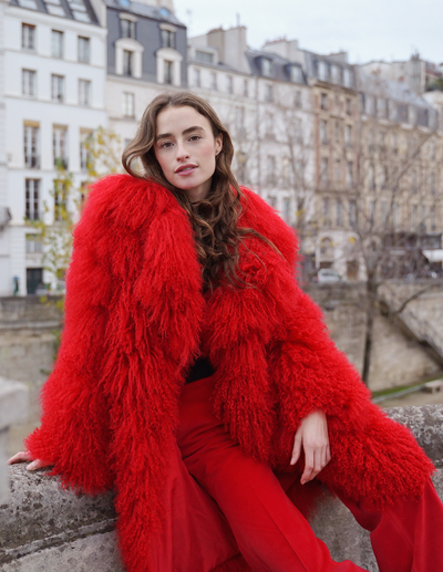 Shearling Long Coat True Love Red