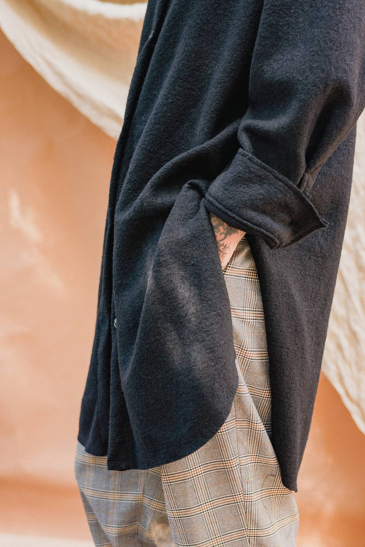 Shibori Boiled Wool Shacket