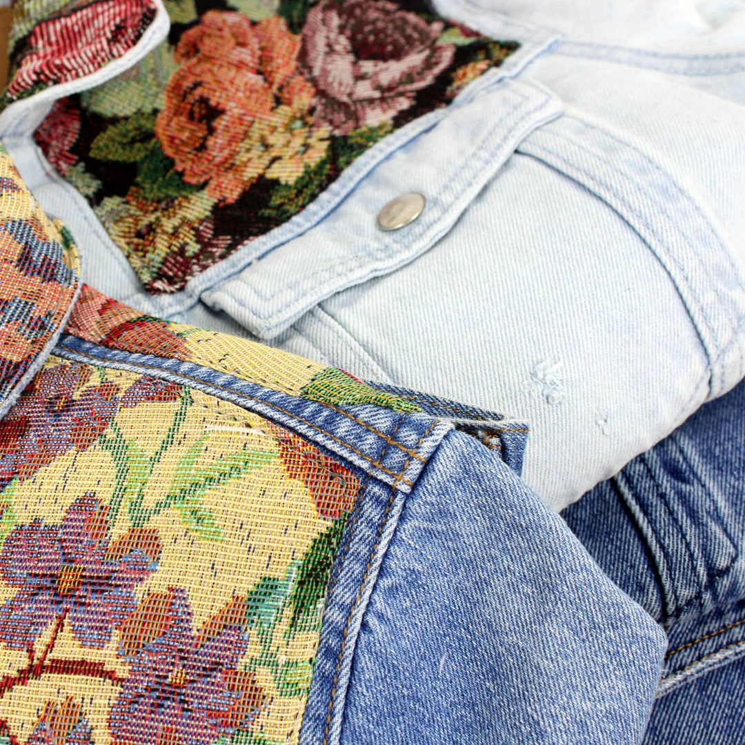 Recycled Floral Tapestry Denim Jacket
