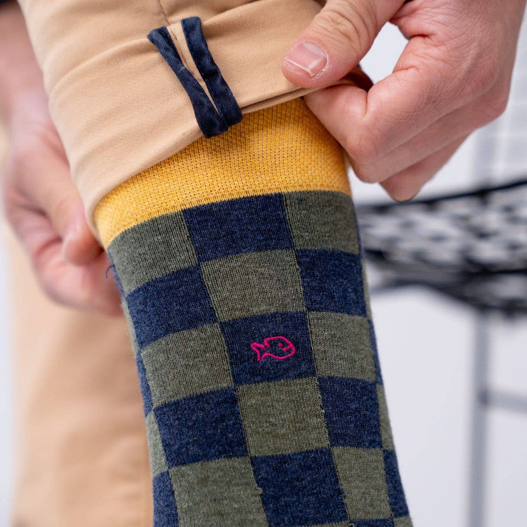 Checkered Combed Cotton Socks