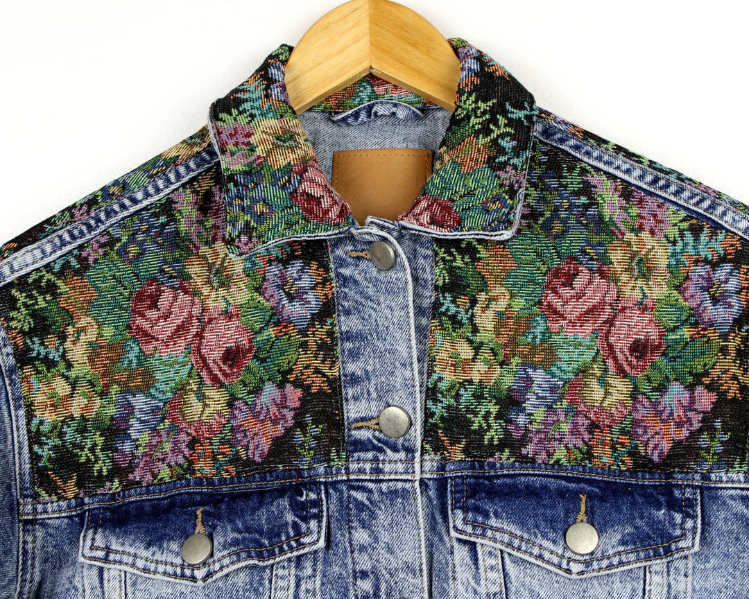 Recycled Floral Tapestry Denim Jacket
