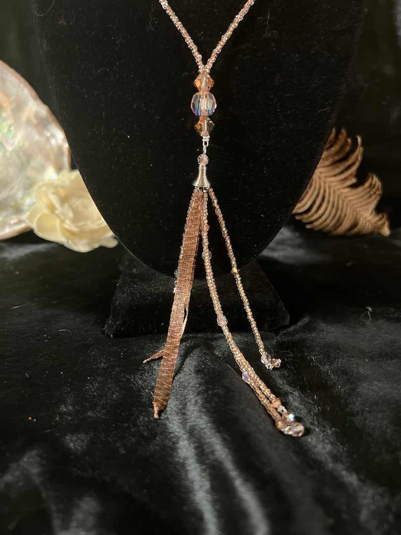 Rose Copper Feather Necklace