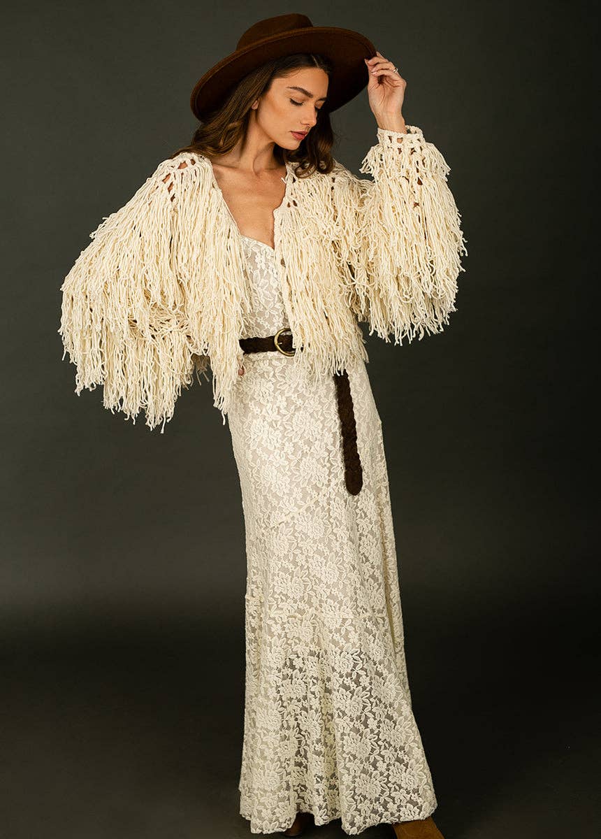 Paulie Fringe Jacket in Cream