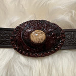 Load image into Gallery viewer, Embossed Leather Belt with Leather Buckle
