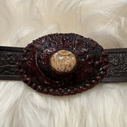 Embossed Leather Belt with Leather Buckle