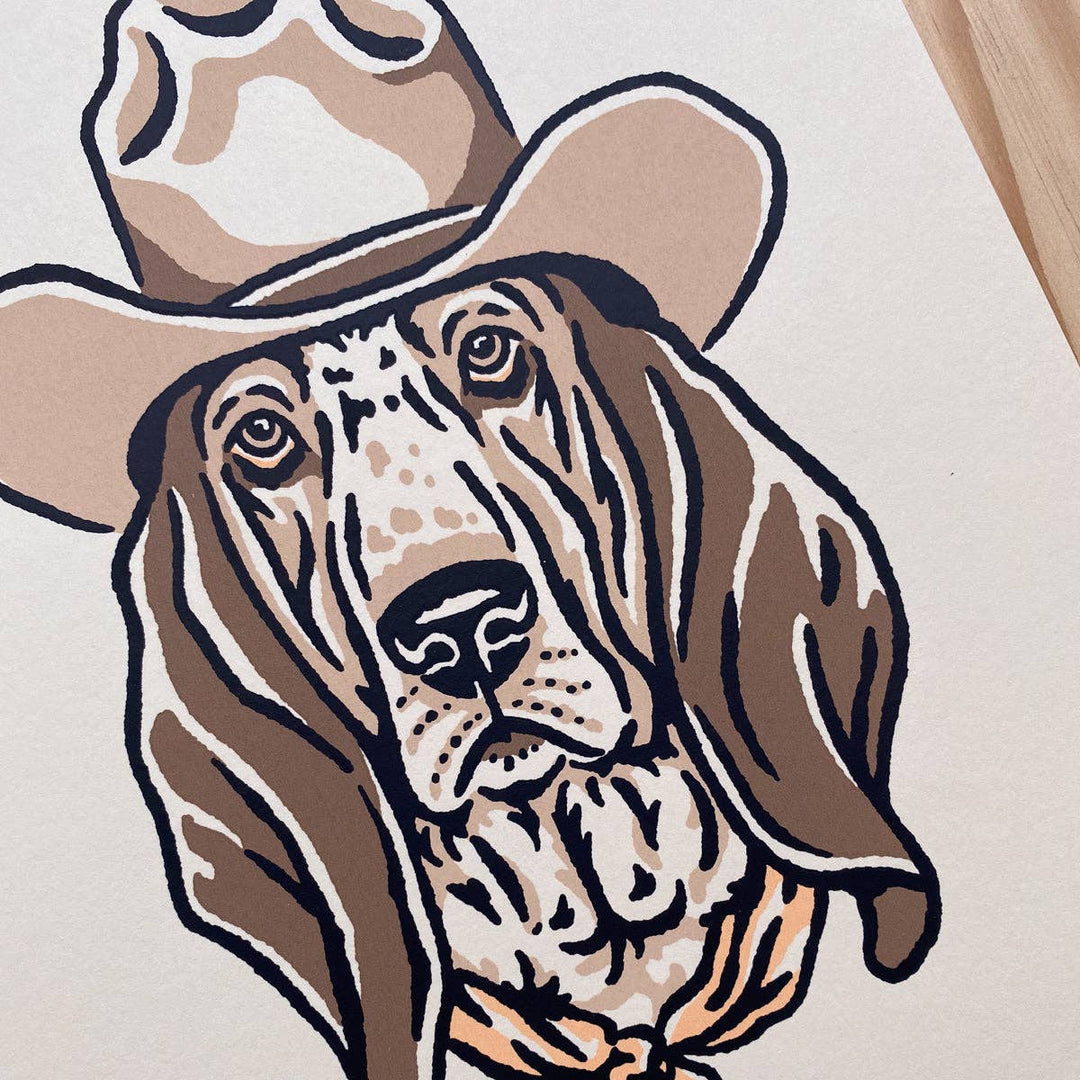 Basset Hound Cowdog -  Signed Silkscreen Print