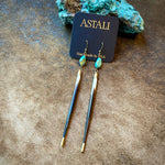 Load image into Gallery viewer, Porcupine Quill Turquoise and Brass Earrings
