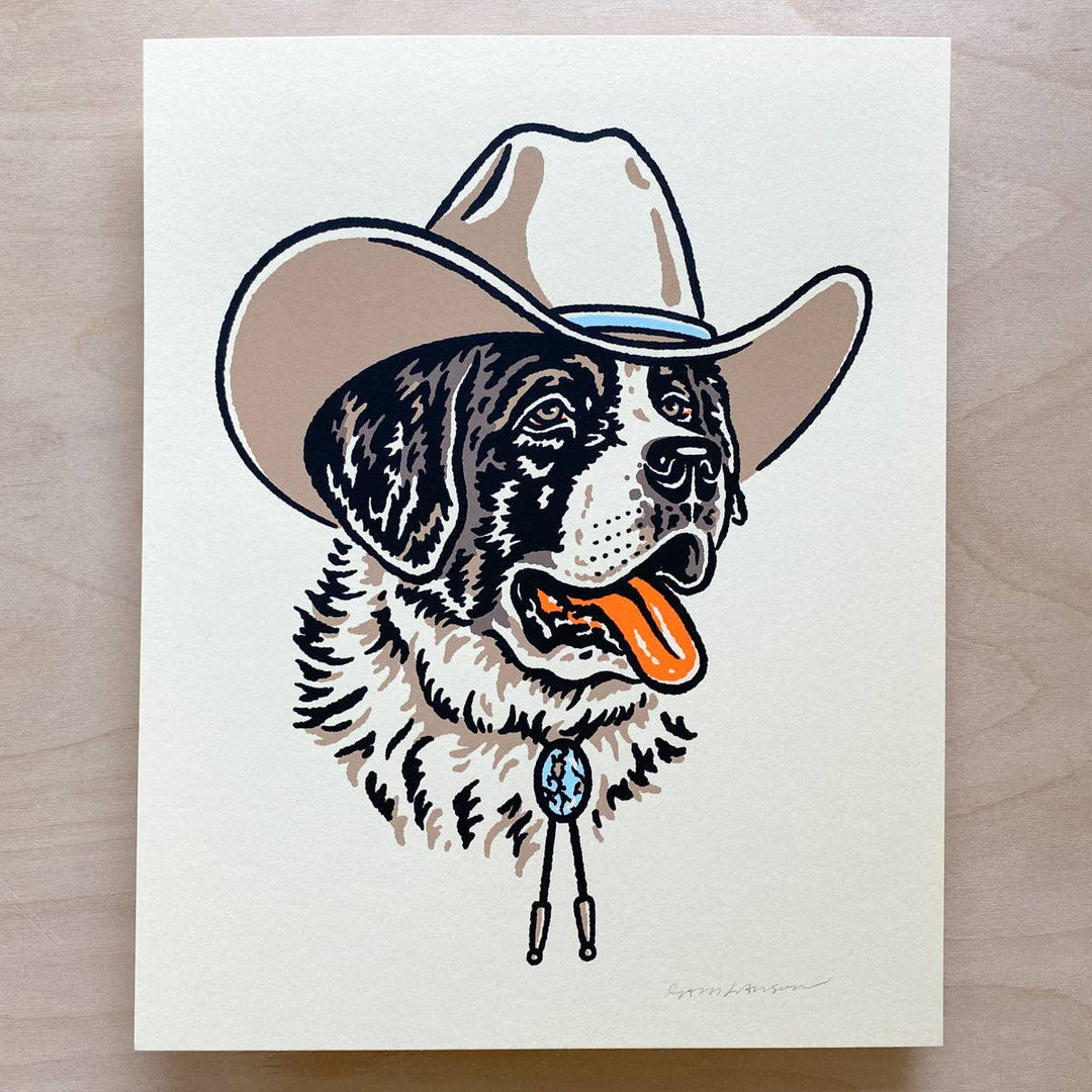Saint Bernard Cowdog - Signed Silkscreen Print