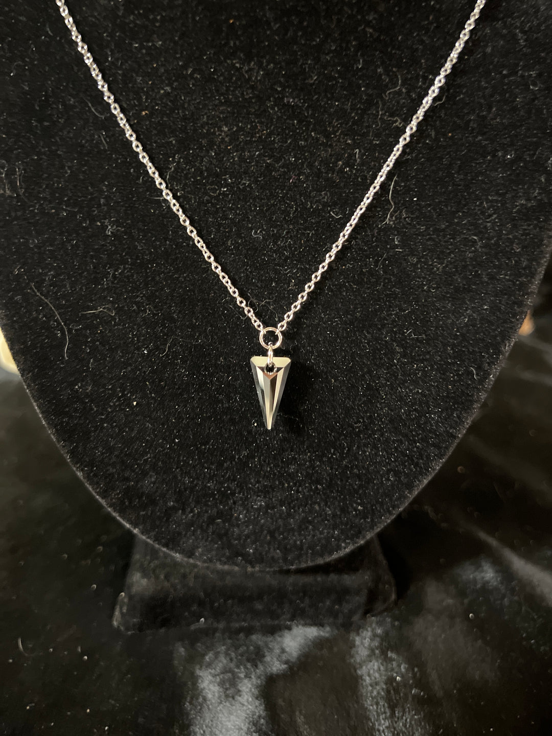 Silver Knight Crystal Triangle Necklace