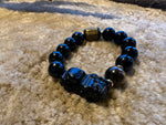 Load image into Gallery viewer, Obsidian with Dragon Beaded Bracelet