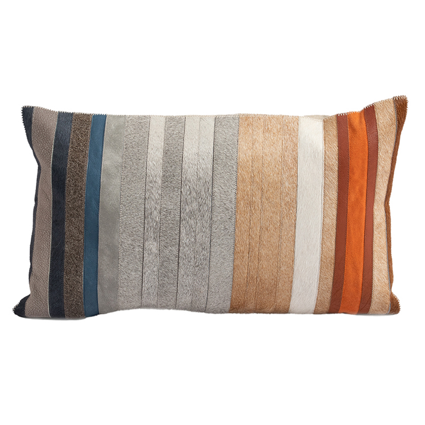 Multi Stripe Cowhide Lumbar Cushion