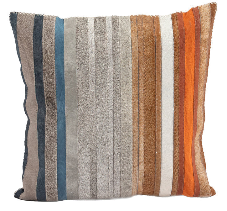 Multi Stripe Cowhide Cushion