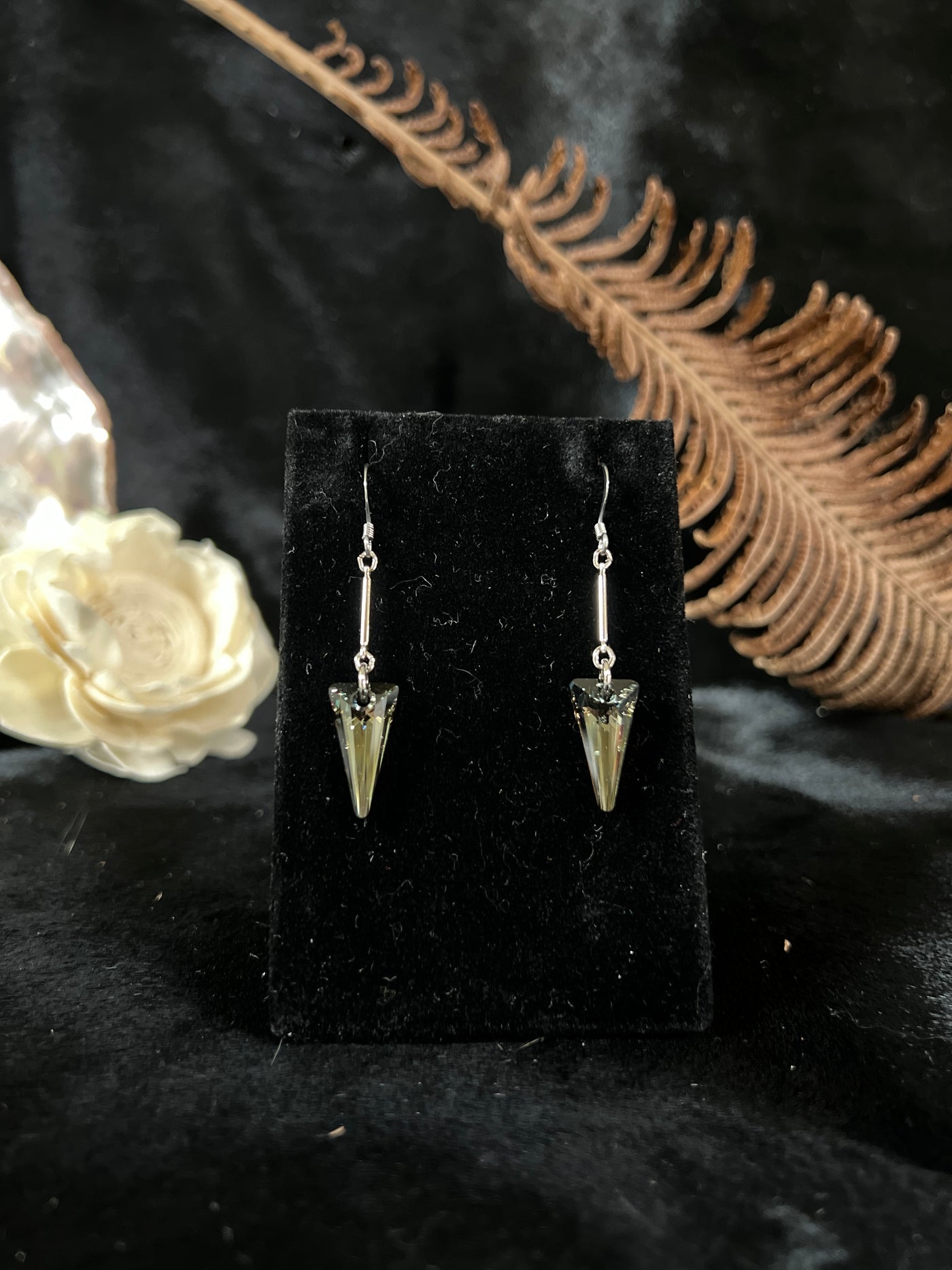 Bronze Shade Crystal Triangle Earrings