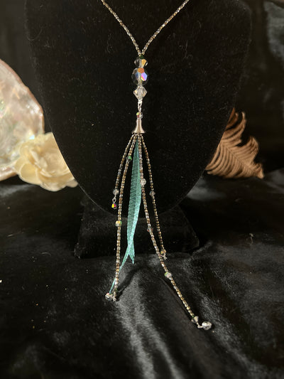 Turquoise Brown Feather Necklace