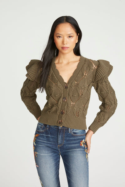 Molly Ruffle Shoulder Cardigan