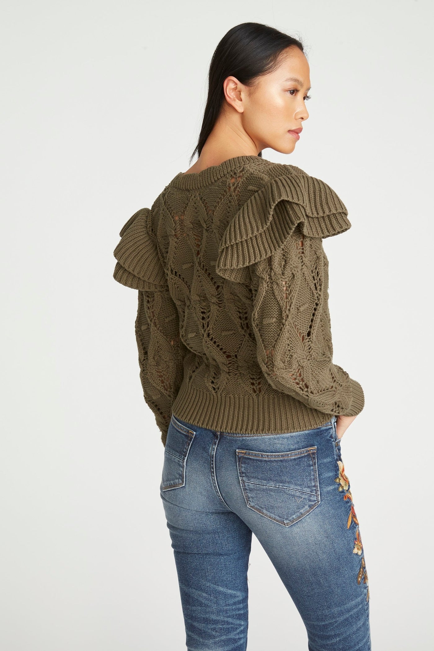 Molly Ruffle Shoulder Cardigan