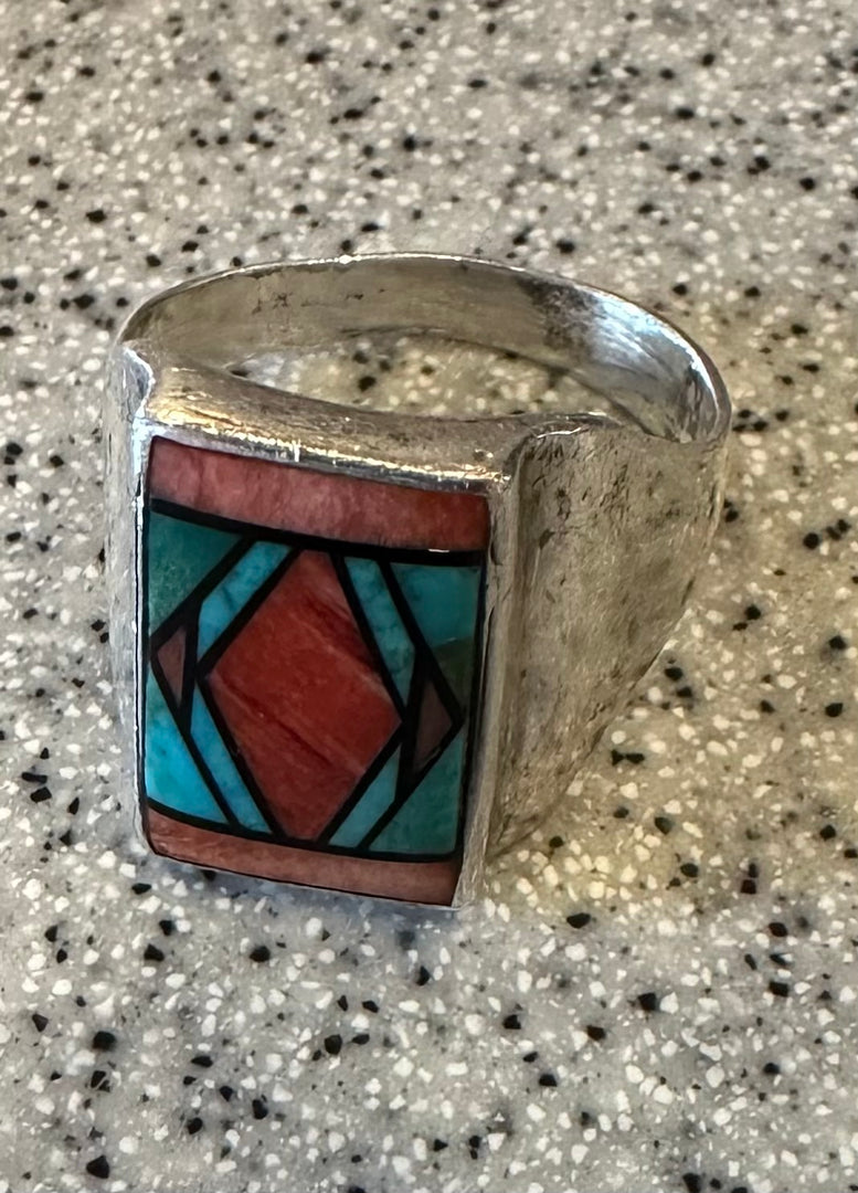 Turquoise & Coral Vintage Ring