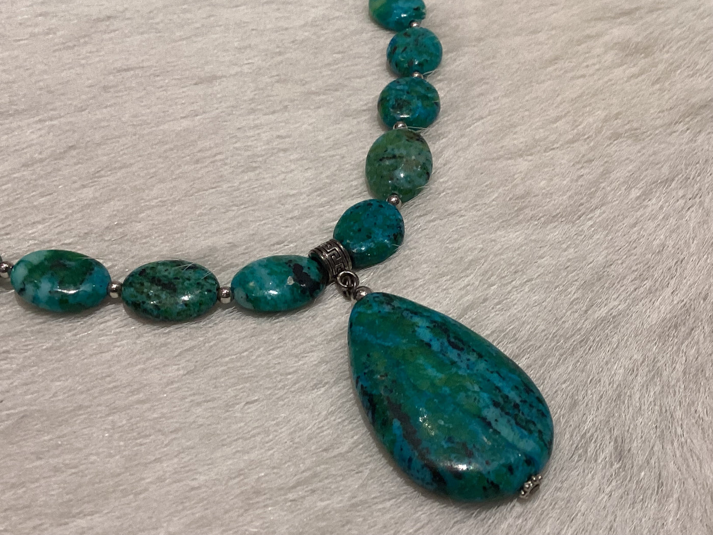 Chrysocolla Beaded Drop Necklace