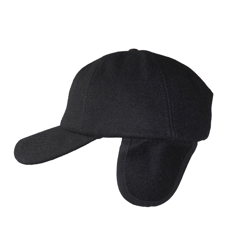 Wool Hat with Ear Flaps - Black