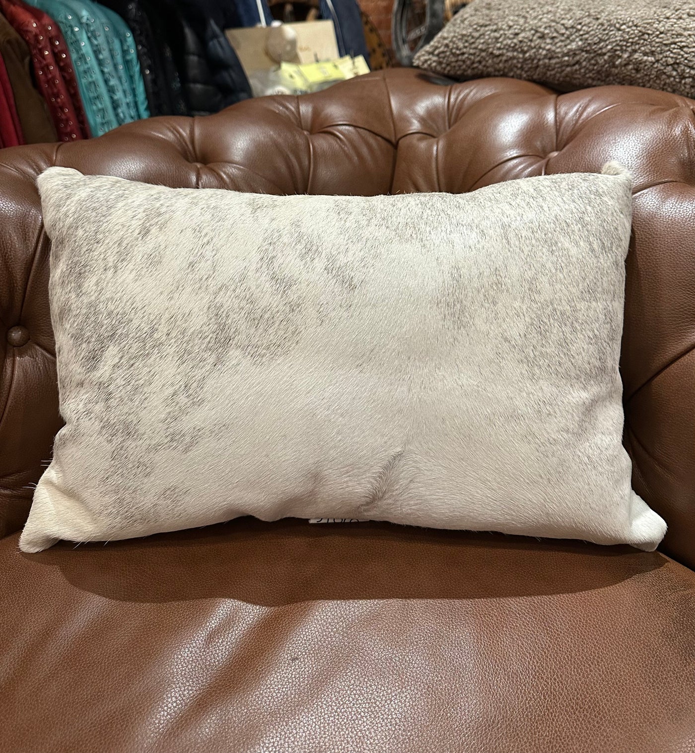 Cowhide Cushion Flax White