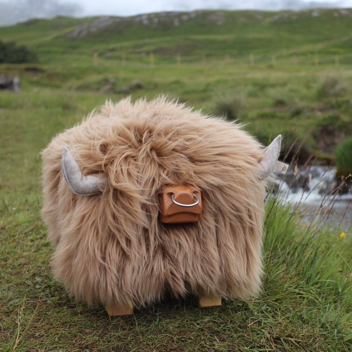 Highland Bull Footstool - Butterscotch