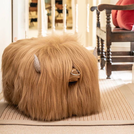 Highland Bull Footstool - Butterscotch