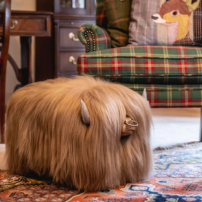 Highland Bull Footstool - Butterscotch