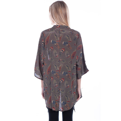 Feather Print Kimono