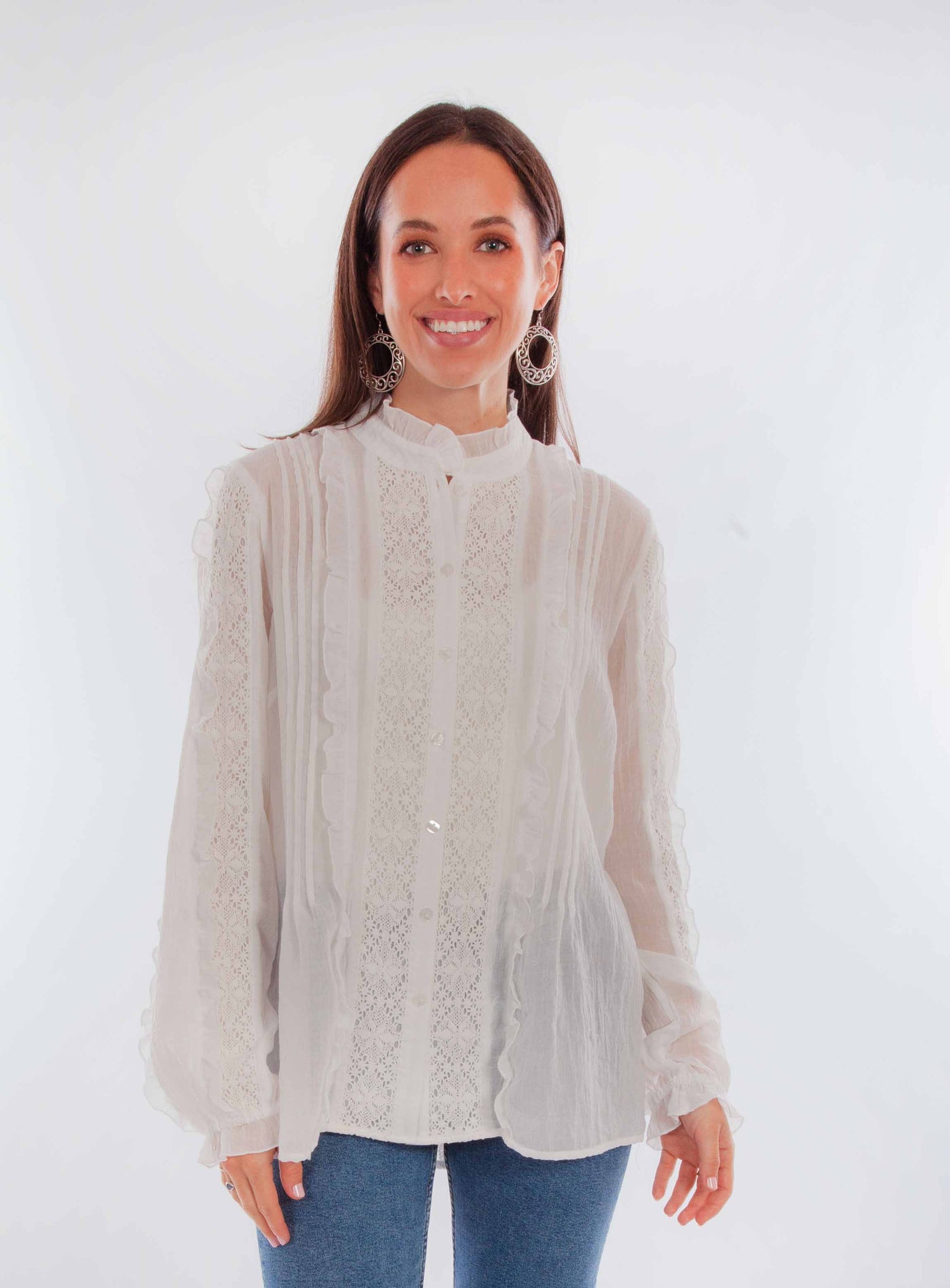 Pintuck Embroidered Blouse