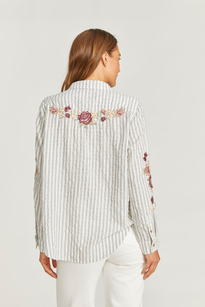 Striped Embroidered Shirt
