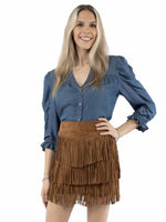 Load image into Gallery viewer, Suede Fringe Skirt