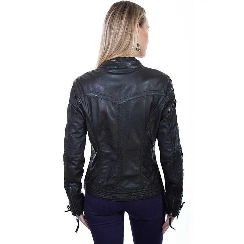 Laced Sleeve Leather Jacket