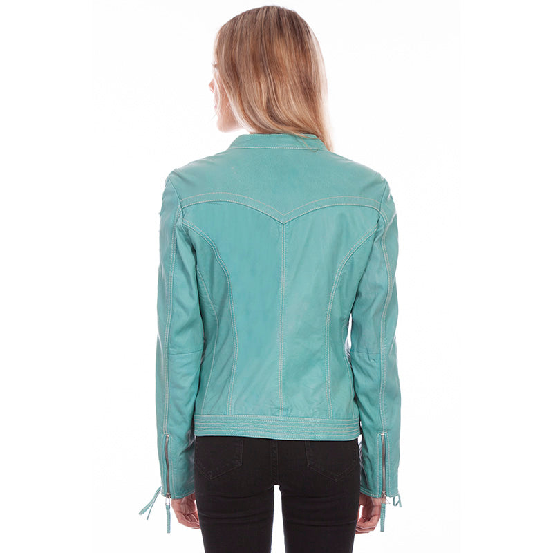 Laced Sleeve Leather Jacket