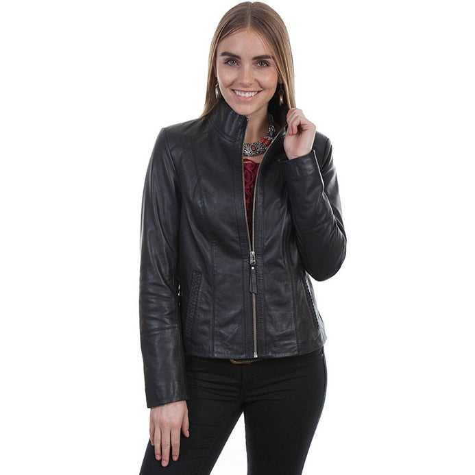 Stand-Collar Lambskin Jacket