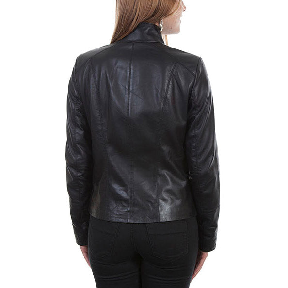 Stand-Collar Lambskin Jacket