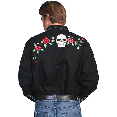 Skull and Roses Embroidered Shirt