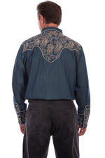 Load image into Gallery viewer, Denim Floral Embroidery Western Shirt
