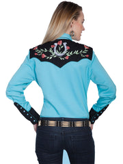 Horseshoe and Rose Embroidered Western Shirt