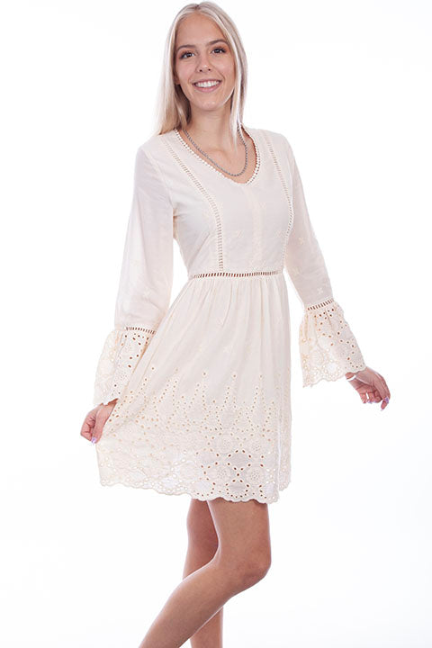 Ivory Dress with Ruffle Sleeves