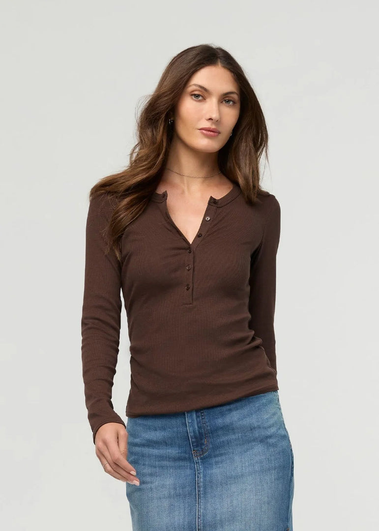 Ribbed Pima Long Sleeve Henley