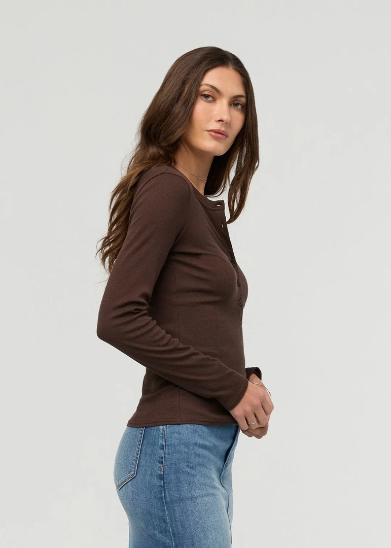 Ribbed Pima Long Sleeve Henley
