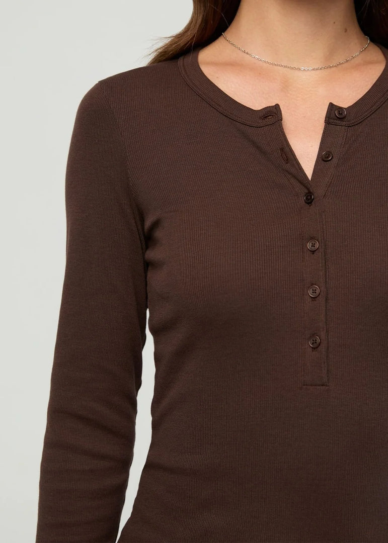 Ribbed Pima Long Sleeve Henley