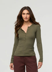 Ribbed Pima Long Sleeve Henley