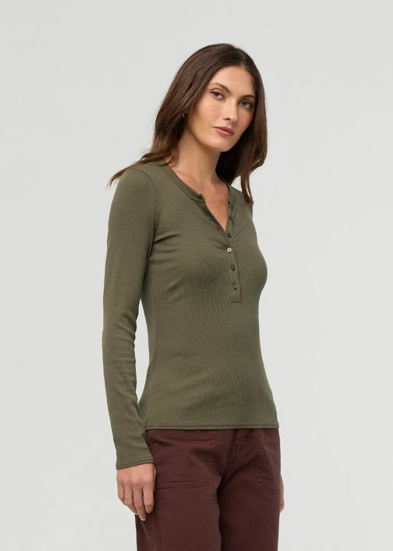 Ribbed Pima Long Sleeve Henley