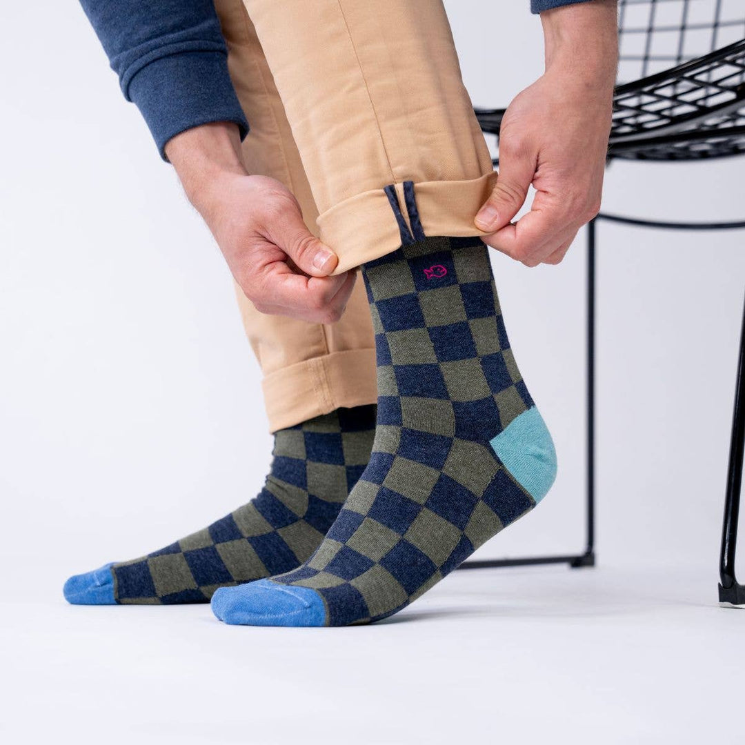 Checkered Combed Cotton Socks