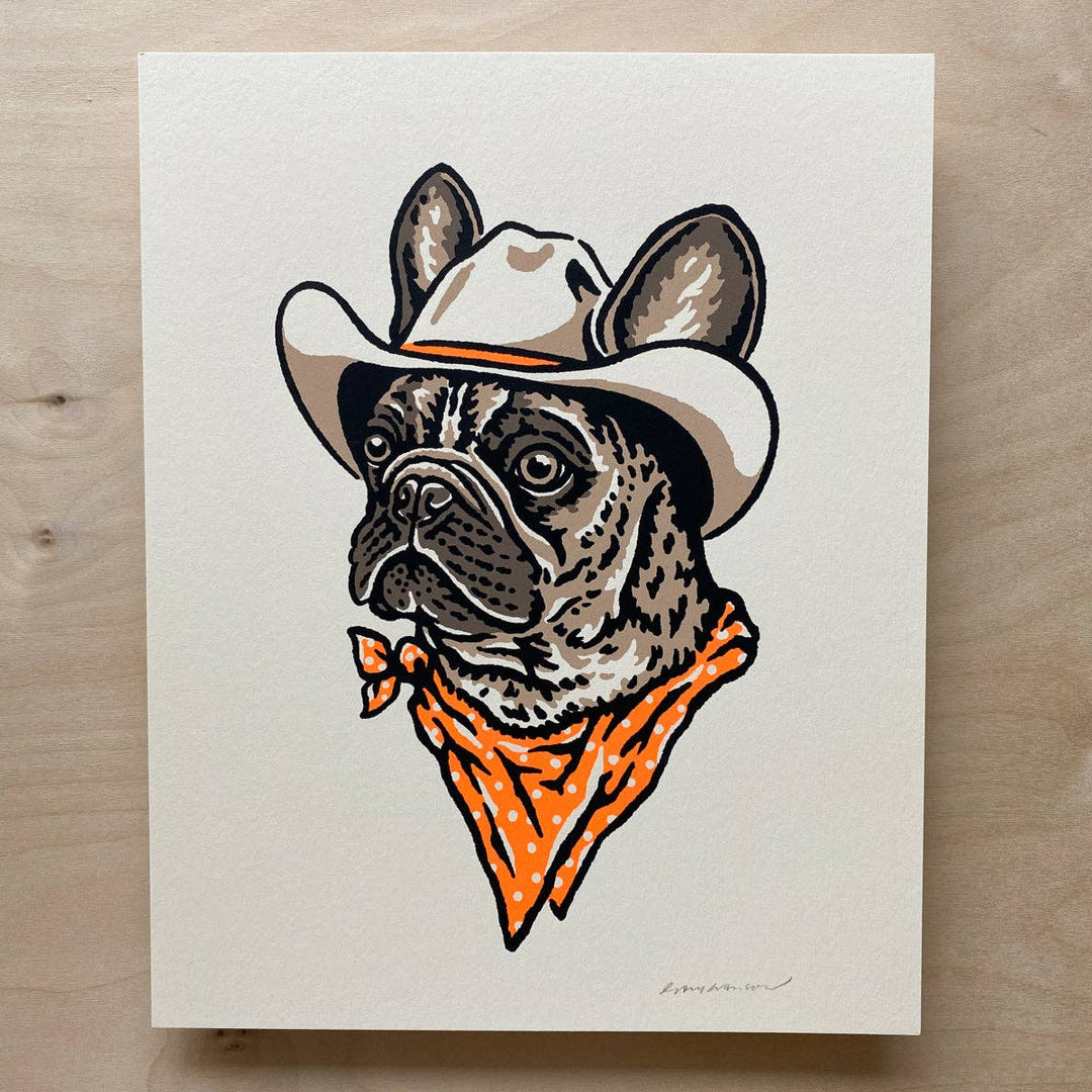 French Bulldog Cowdog - Signed Silkscreen Print