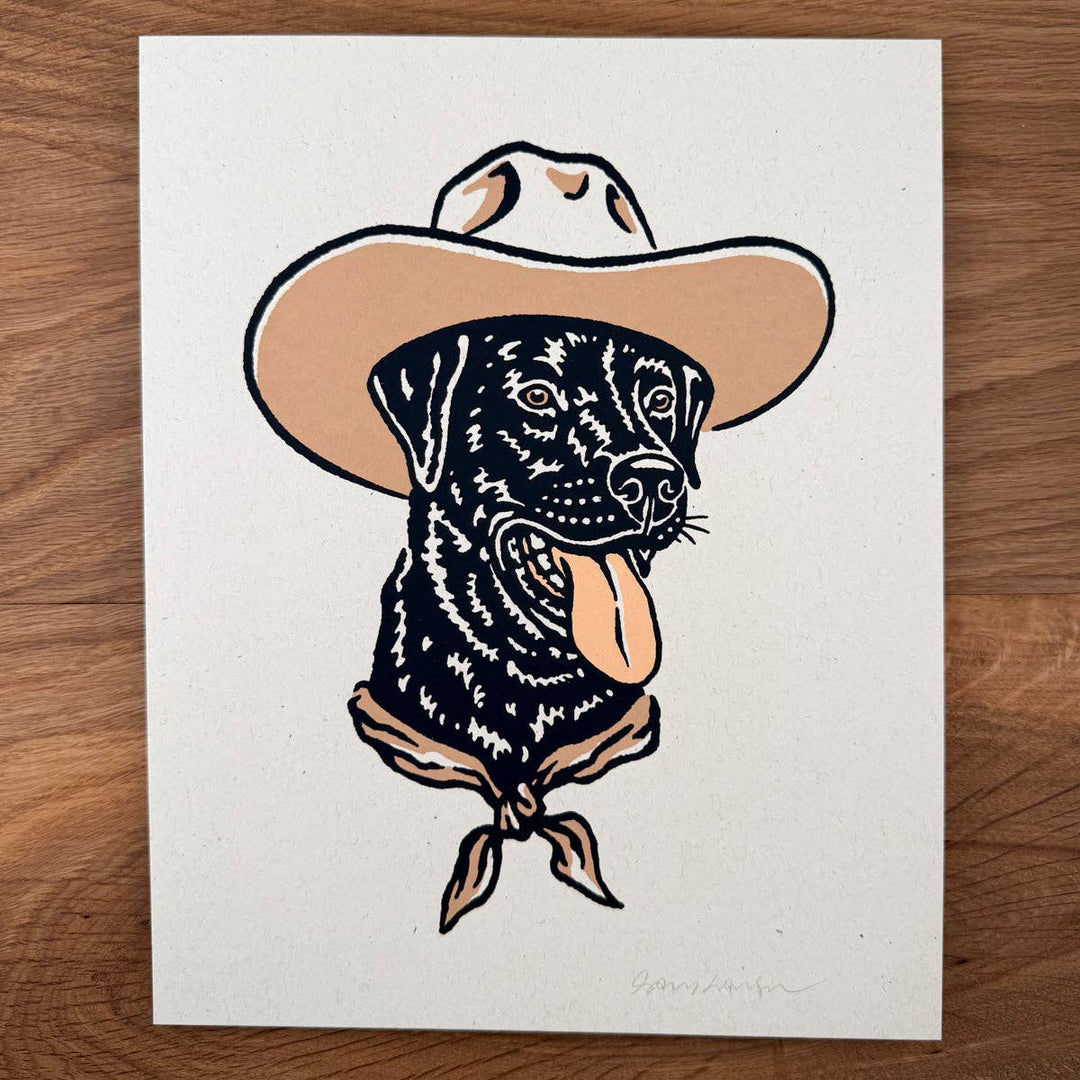 Black Lab Cowdog - Signed Silkscreen Print