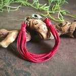Load image into Gallery viewer, Leather 7-Strand Bracelet - Red &amp; Silver, Boho Western Style
