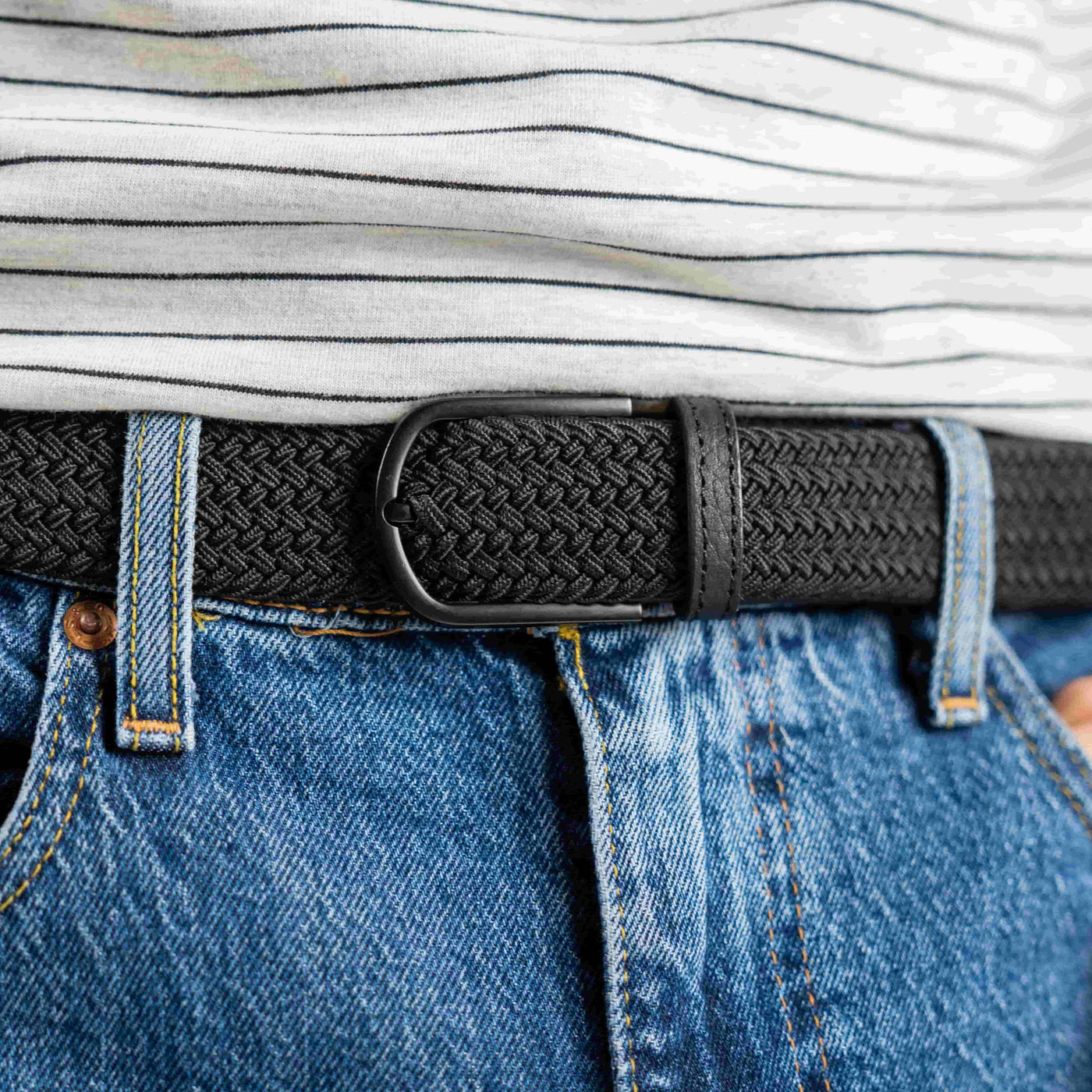 All Black Elastic Woven Belt