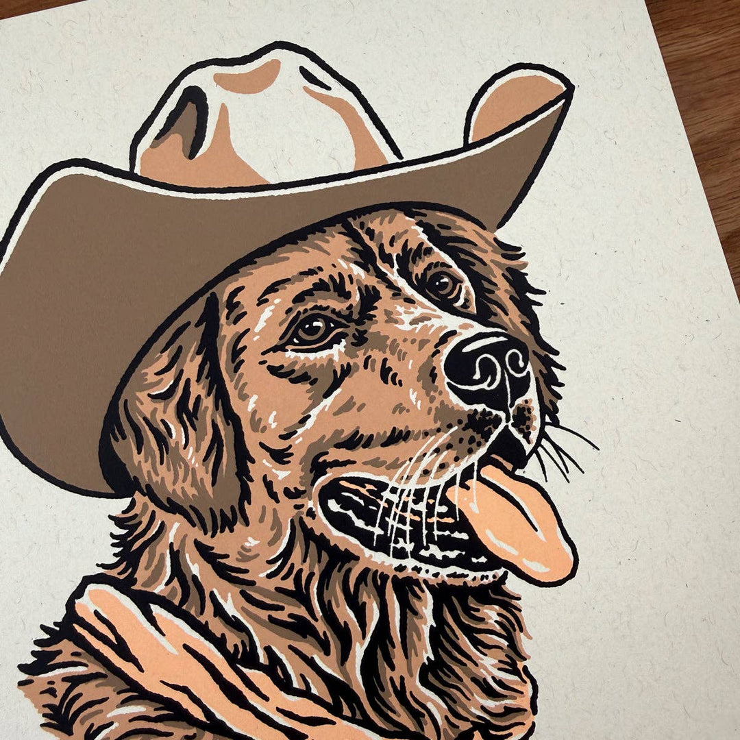 Golden Retriever Cowdog -Signed Silkscreen Print